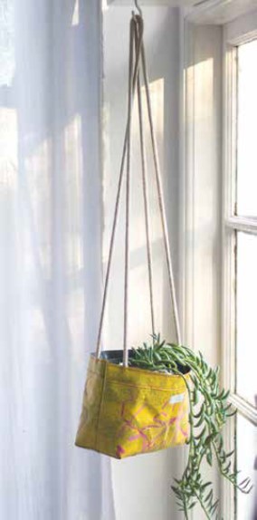 Recycled Hanging plastic planter yellow